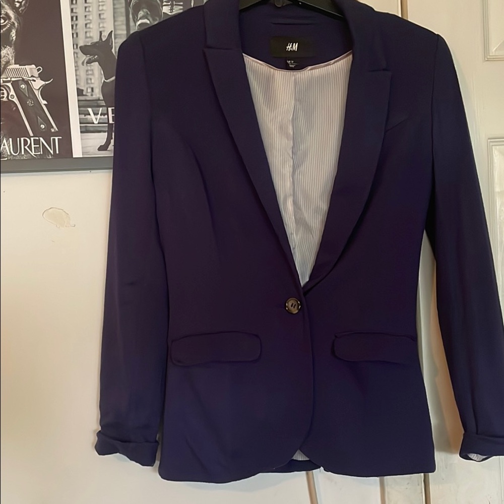 H&M Blue Blazer Professional Fit Tailored Silhouette